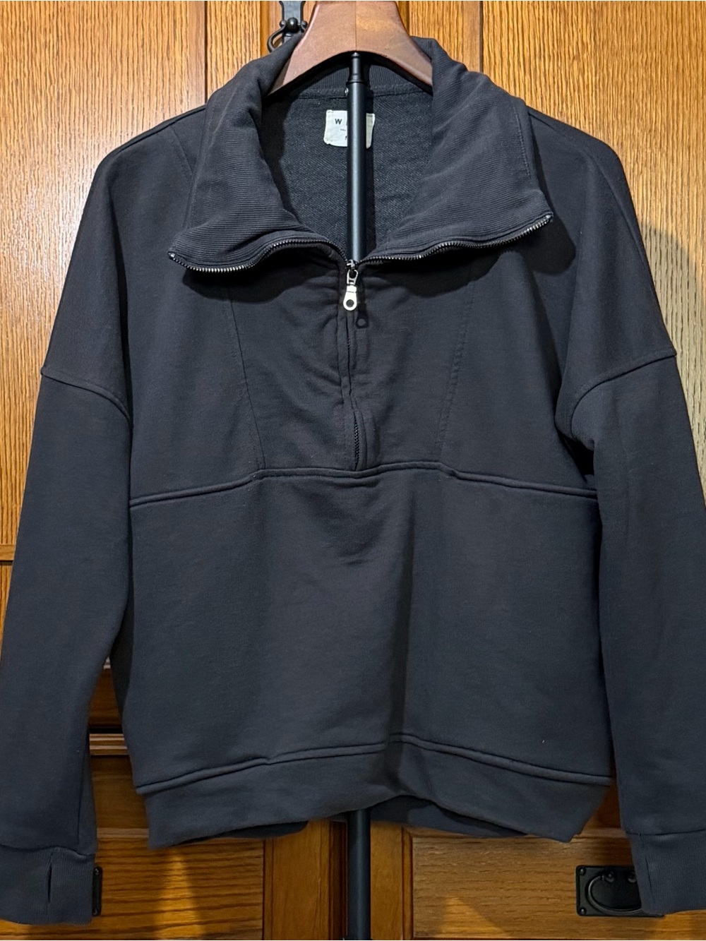 WILO the Label Bella 1/2 Half-Zip Pullover Sweatshirt Washed Vintage Black Yoga